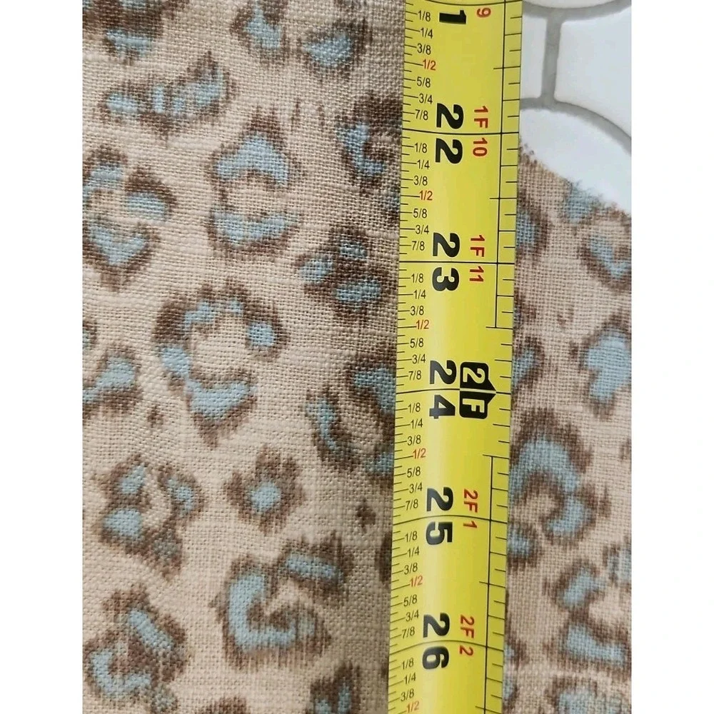 1.4+yd/ Tan Blue Leopard Fabric Linen Blend 54